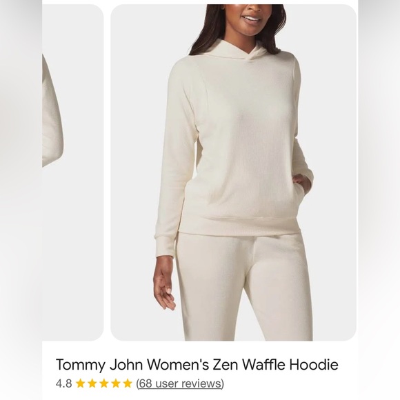 Tommy John Zen waffle knit hooded sweatshirt color, Quiet Shade Size Medium - Picture 2 of 13